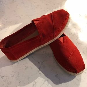 TOMS red suede espadrilles